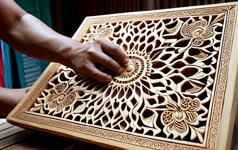 **Image Prompt:** A Laotian wood carving мастерская, где молодой мастер uses a 3D printer to design an intricate pattern, while traditional tools are scattered around. Emphasis on combining вековые техники and modern technology.