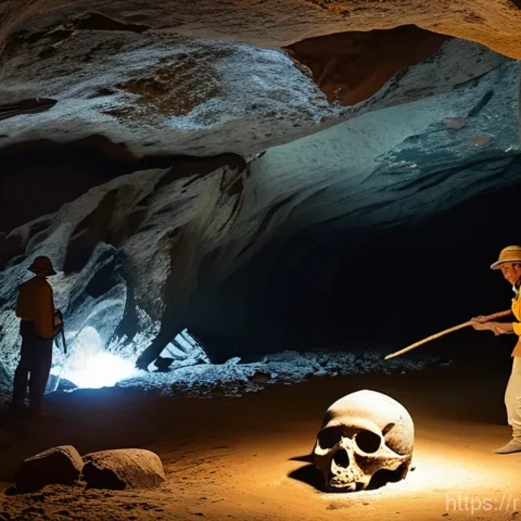 라오스 고대 동굴 벽화 - **Prompt 1: Ancient Echoes in Tham Pa Ling Cave**
    A realistic depiction of a deep, ancient cave ...