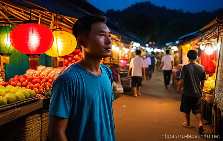 라오스 경찰 신고 방법 - Image Prompt 1: Night Market Incident in Luang Prabang**
