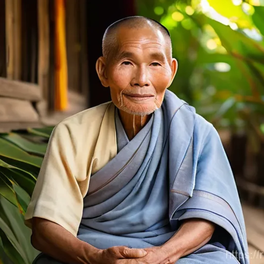 라오스 공용어와 방언 - **Prompt: The Sage of Luang Prabang's Linguistic Legacy**
    "A portrait of a venerable elderly Lao...