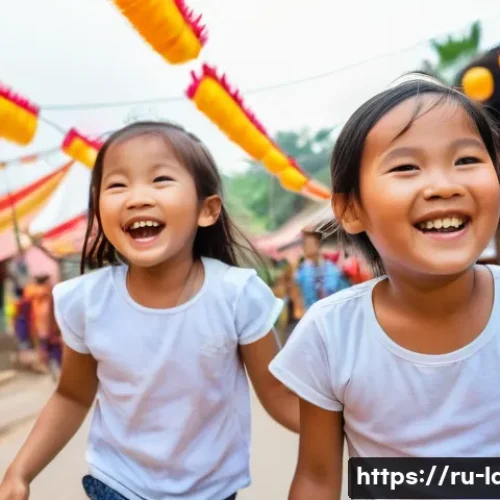 라오스에서의 가족 여행 - **Prompt:** A joyous family, including a mother, father, and a child around 10 years old, celebratin...